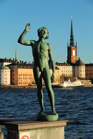 Statue by Carl Eldh outside the Stockholm City Hallのeditorial素材
