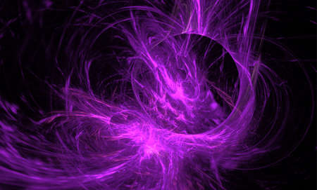 space illustration, purple graphic drawing on black background, flaming starの写真素材