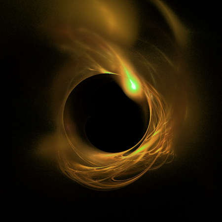fantastic space illustration of a yellow-hot planet on a black background, star system, color...