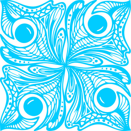 seamless graphic abstract tile pattern, blue geometric ornament on white background, texture, designのイラスト素材