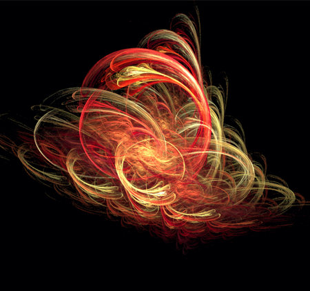 bright yellow-red abstract pattern on black, color digital graphics, background, designの写真素材