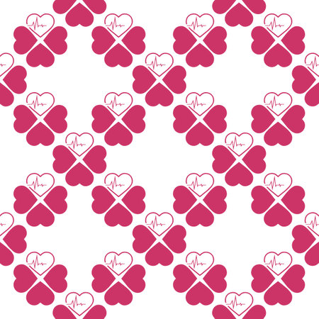 simple seamless pattern of pink hearts on a white background, texture, designのイラスト素材