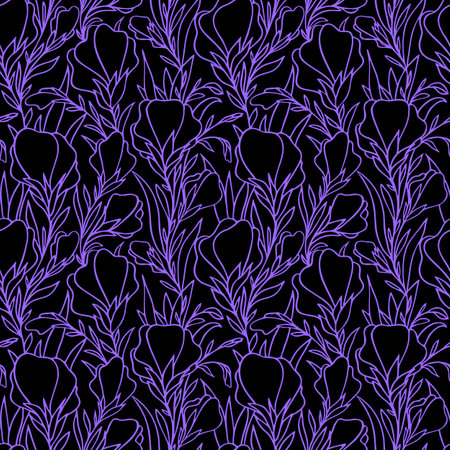 purple graphic pattern on black background, seamless pattern, texture, designのイラスト素材