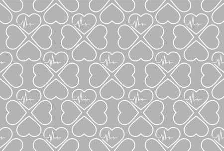 simple seamless pattern of white hearts on a gray background, texture, designのイラスト素材