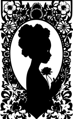 black and white linear female portrait, monochrome graphics, logo, avatarのイラスト素材