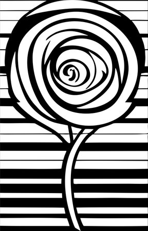 black graphic drawing of a bouquet of flowers on a white background, design, artのイラスト素材