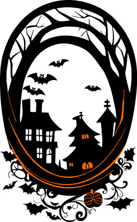simple black and orange graphic pattern silhouette halloween, designの写真素材