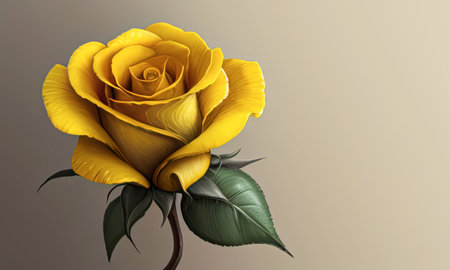 image of a yellow rose flower on a gray background, AI generationの素材