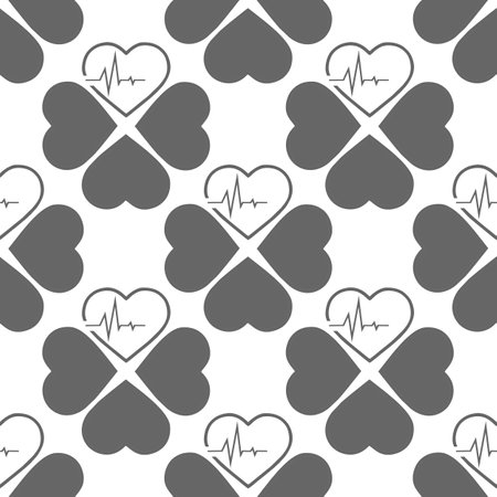 simple seamless pattern of gray hearts on a white background, texture, design