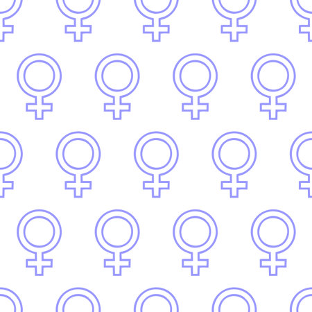 simple seamless pattern of blue gender icons on white background, textureの写真素材
