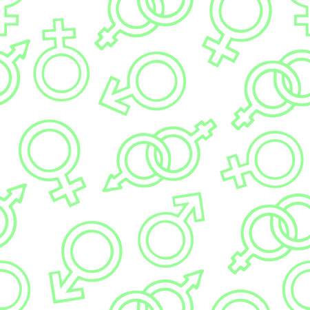 simple seamless pattern of green gender icons on white background, textureの写真素材