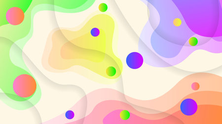 Abstract Colorful Gradient Background With Color Geometric Figures. Different Shapes And White Line Vector Design Styleのイラスト素材