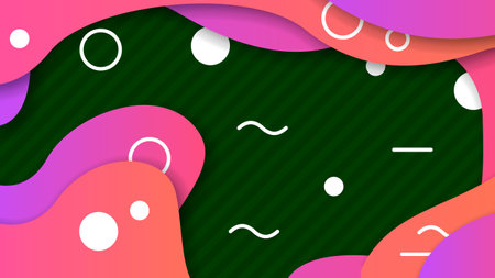 Abstract Colorful Gradient Background With Color Geometric Figures. Different Shapes And White Line Vector Design Styleのイラスト素材