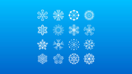 Set White Colleciton Line Snowflake Winter Decoration Elements Vector Design Styleのイラスト素材