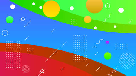 Abstract Colorful Gradient Background With Color Geometric Figures. Different Shapes And White Line...