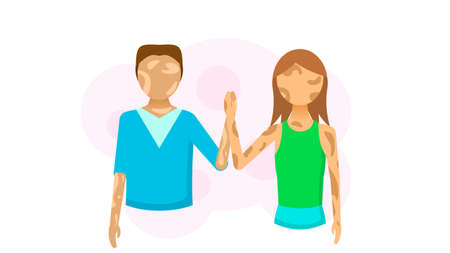 Two People Man And Woman Hold Hands With Vitiligo Depigmentation Disease Vector Design Style Concept People Are Equalのイラスト素材