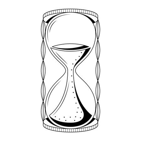Abstract Hand Drawn Hourglass Time Clock Sand With Sand Doodle Concept Vector Design Outline Style On White Background Isolated Outlineのイラスト素材