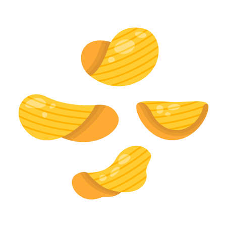 Abstract Flat Fast Food Crisps Potato Meal Background Vector Design Style Cooking, Breakfast Snackのイラスト素材