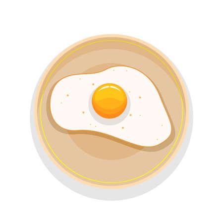 Abstract Flat Fast Food Omelette Eggs Scrambled Eggs On A Plate Meal Background Vector Design Style Cooking, Breakfastのイラスト素材