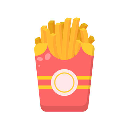 Abstract Flat Fast Food French Fries Meal Background Vector Design Style Cooking, Breakfastのイラスト素材