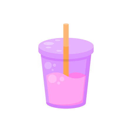 Abstract Flat Fast Food Drink Soda In A Glass With A Straw Meal Background Vector Design Style Cooking, Breakfastのイラスト素材