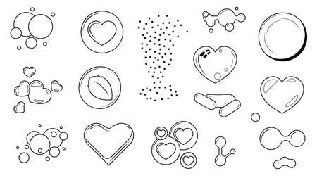 Abstract Set Doodle Elements Hand Drawn Collection Bubble Liquid Drink Water Elements Vector Desgin Styleのイラスト素材