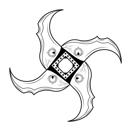 Abstract Doodle Element Hand Drawn Shuriken Weapon Ninja Sketch Vector Design Style Background Illustration Cartoonのイラスト素材