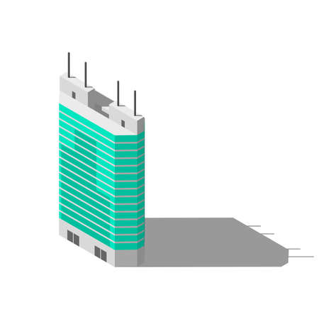 Abstract Isometric 3D Skyscraper Building City Town Vector Design Style Urban Architectureのイラスト素材