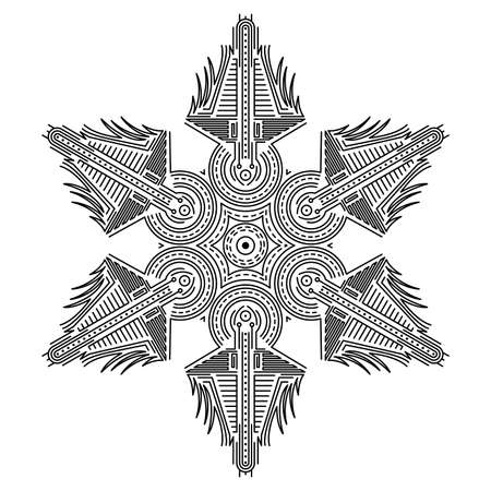 Abstract Black Line Flower Nature Doodle Vector Ornament Mandala Pattern Stencil Vector Design Styleのイラスト素材