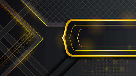 Abstract Dark Black Material Modern Background With Golden Lines Stripes Shadows Backdrop Wallpaper Decoration Vector Design Styleのイラスト素材