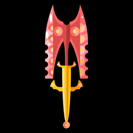 Abstract Flat Battleaxe Weapon War Logo Vector Design Style Icon Symbol Sign For Gamesのイラスト素材