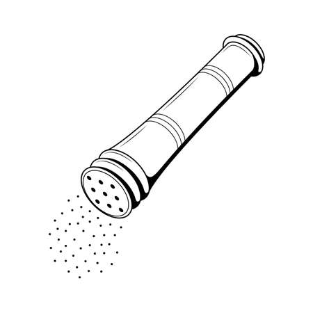 Abstract Hand Drawn Kitchen Pepper Pot Stuff Meat Meal Doodle Concept Vector Design Outline Style On White Background Isolated For Cookingのイラスト素材