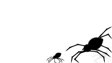 Spiders on White Background. Halloween Background Design Element. Spooky, Scary Horror Decoration Vectorのイラスト素材