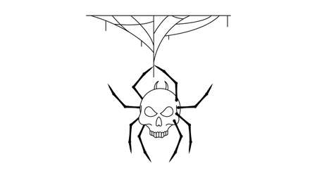Spider Skull on Web with white Background. Halloween Background Design Element. Spooky, Scary Horror Decoration Vectorのイラスト素材
