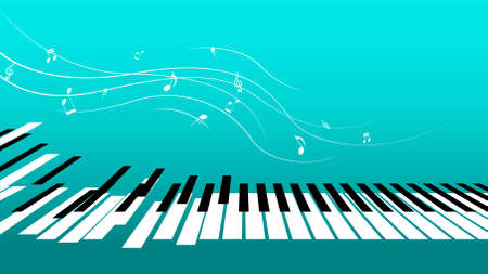 Abstract Piano Keys With Reflect Music Keyboard Instrument With Notes Song Melody Vector Design Styleのイラスト素材