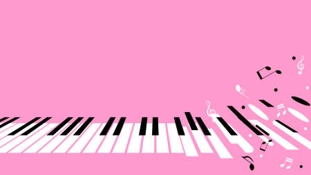 Abstract Piano Keys With Notes Music Keyboard Instrument Doodle Outline Melt Song Melody Vector Design Styleのイラスト素材