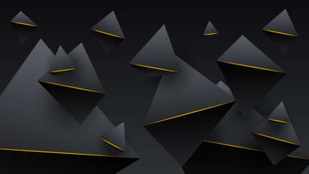 Abstract Dark Black Material Modern Background With Golden Lines Stripes Shadows Backdrop Wallpaper Decoration Vector Design Styleのイラスト素材