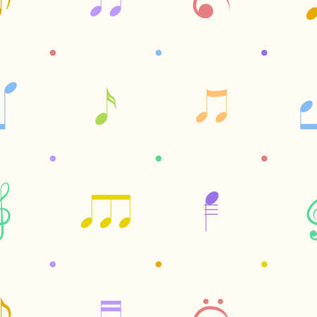 Seamless Pattern Abstract Elements Concert, Performance, Music Notes Vector Design Style Background Illustration Texture For Prints Textiles, Clothing, Gift Wrap, Wallpaper, Pastelのイラスト素材