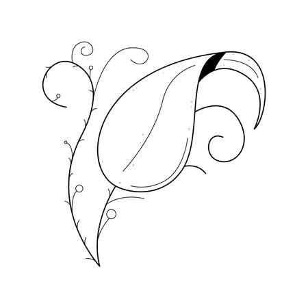 Abstract Hand Drawn Flower Plant Botanic Floral Nature Bloom Doodle Concept Vector Design Outline Style On White Background Isolatedのイラスト素材