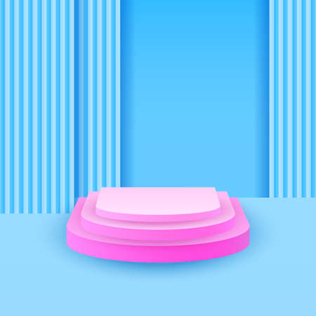 Abstract Rendering Podium Stage Pedestal Platform Color 3D Scene To Show Advertising Product Display Vector Design Styleのイラスト素材