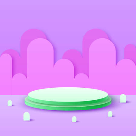 Abstract Rendering Podium Stage Pedestal Platform Color 3D Scene To Show Advertising Product Display Vector Design Styleのイラスト素材