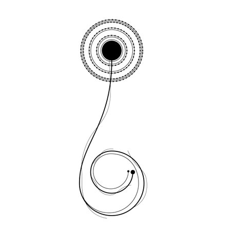 Abstract Hand Drawn Flower Plant Botanic Floral Nature Bloom Doodle Concept Vector Design Outline Style On White Background Isolatedのイラスト素材