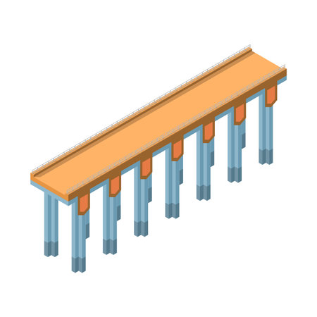 Abstract Isometric 3D Bridge Town City Urban Infrastructure Isolated Vector Design Styleのイラスト素材