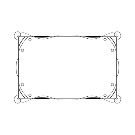 Abstract Black Simple Line Rectangular Frame Doodle Outline Element Vector Design Style Sketch Isolated Illustration For Wedding And Bannerのイラスト素材