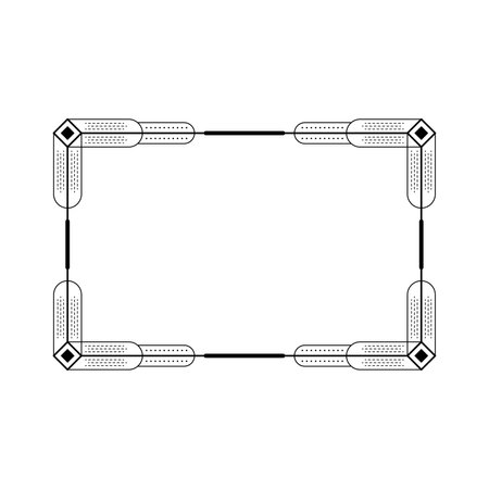 Abstract Black Simple Line Rectangular Frame Doodle Outline Element Vector Design Style Sketch Isolated Illustration For Wedding And Bannerのイラスト素材