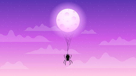 Spider Web On Dark Background Halloween Design Elements Spooky Scary Horror Decor Vectorのイラスト素材