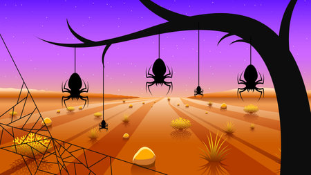 Spider Web On Dark Background Halloween Design Elements Spooky Scary Horror Decor Vectorのイラスト素材