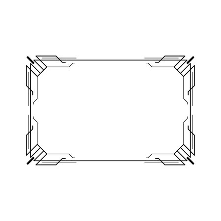 Abstract Black Simple Line Rectangular Frame Doodle Outline Element Vector Design Style Sketch Isolated Illustration For Wedding And Bannerのイラスト素材