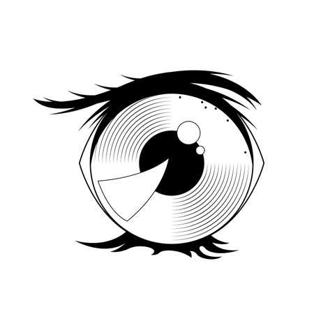 Abstract Black Simple Line People Human Eye Doodle Outline Element Vector Design Style Sketch Isolated On White Background Illustrationのイラスト素材