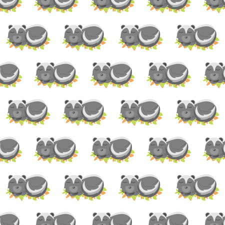 Seamless Pattern Abstract Elements Animal Skunk Wildlife Vector Design Style Background Illustration Texture For Prints Textiles, Clothing, Gift Wrap, Wallpaper, Pastelのイラスト素材